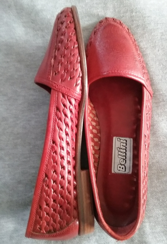 Red Leather Bellini Flats